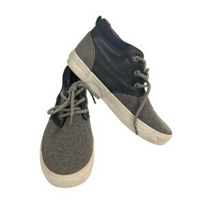 Old Navy Kids Size 3 Navy Gray Midtop Wool PU Sneakers